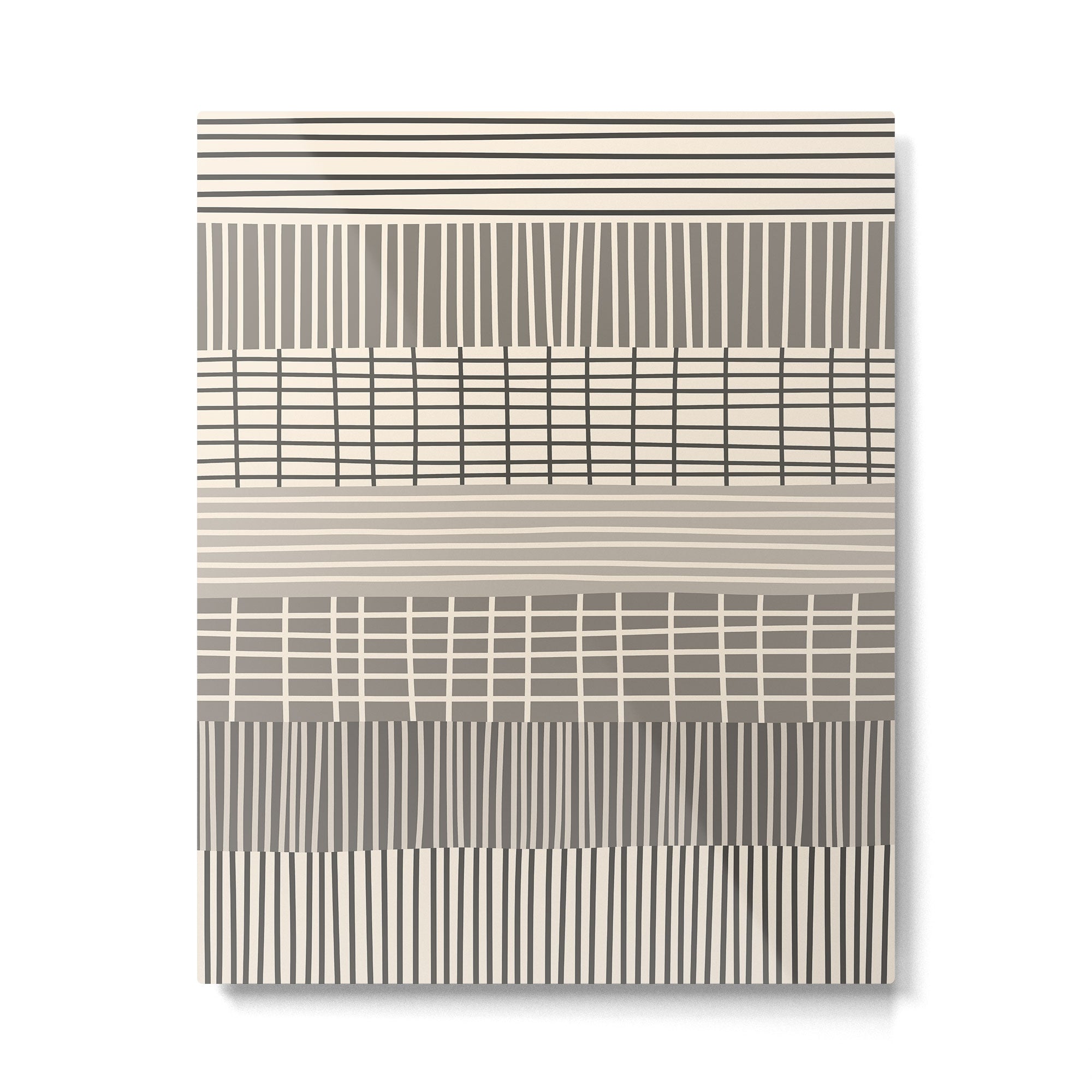 Neutral Finnish Patchwork Stripe Pattern Metal Print Gallery Image 4