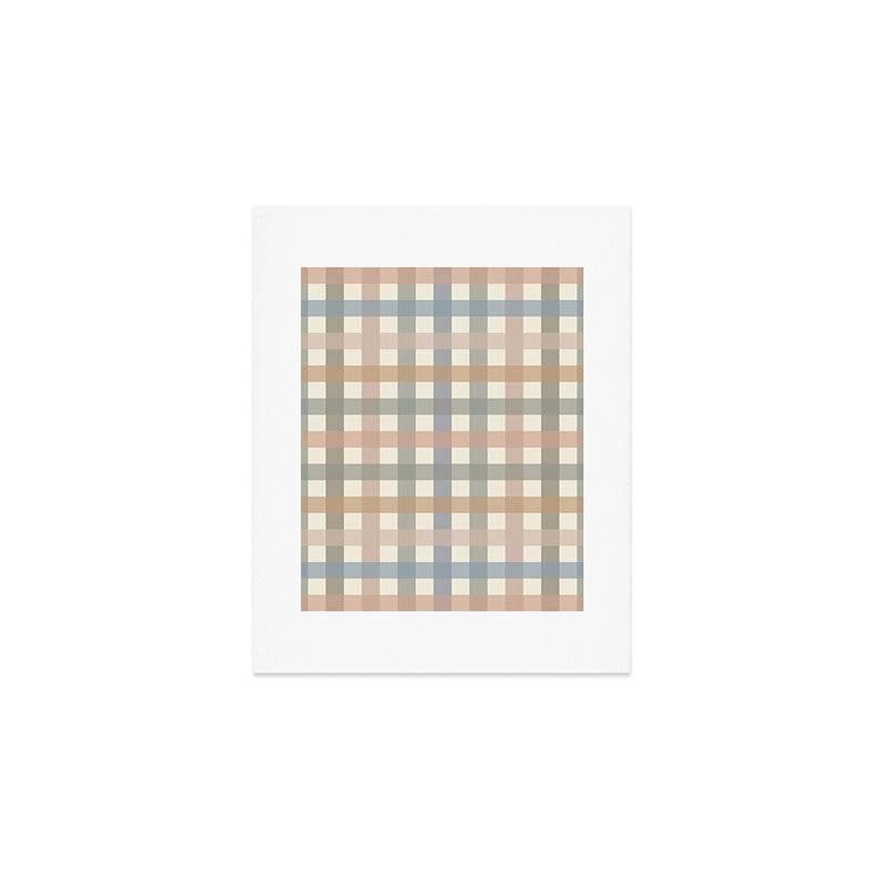 Neutral Gingham Check Pattern Art Print Gallery Image 1