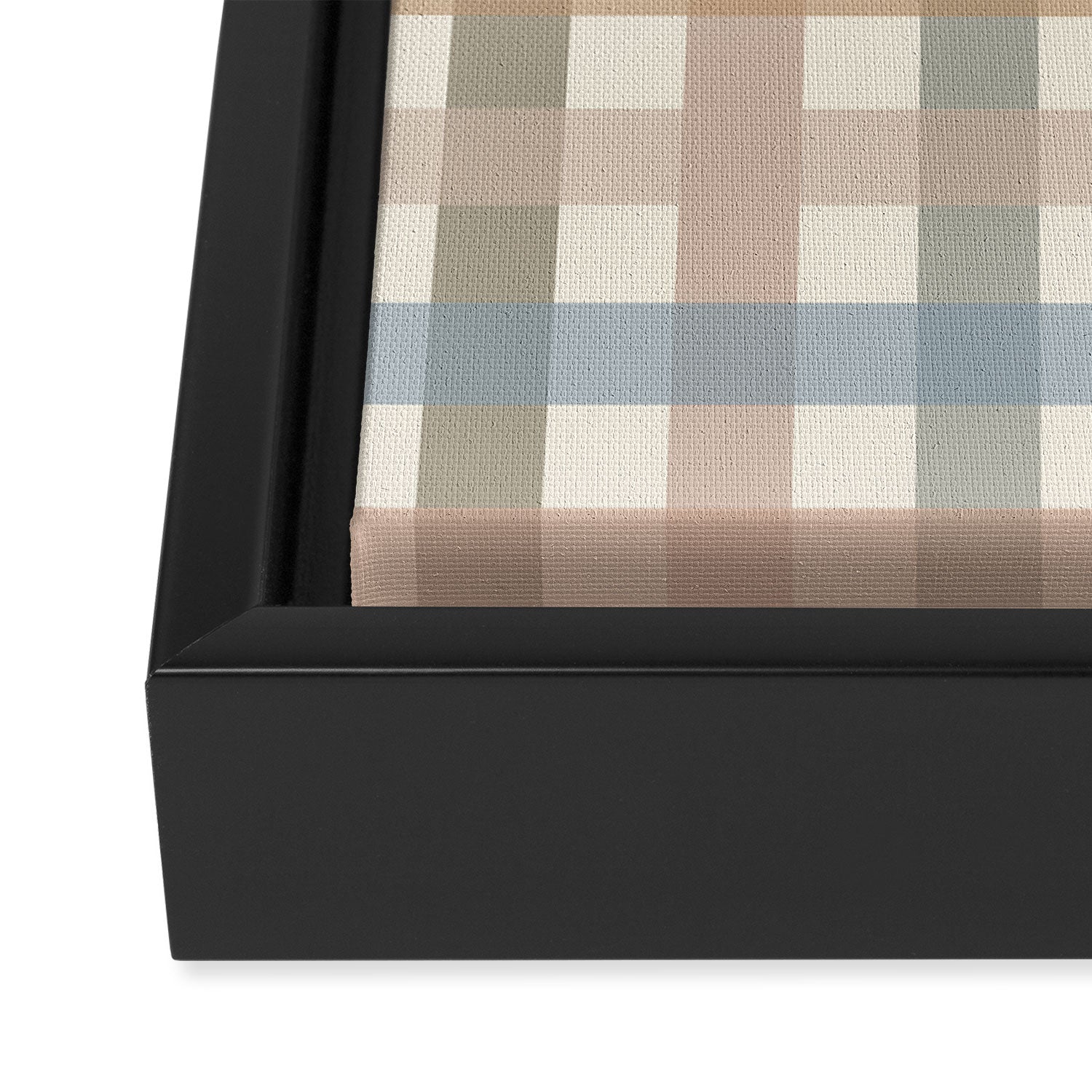 Neutral Gingham Check Pattern Framed Canvas Print Gallery Image 3