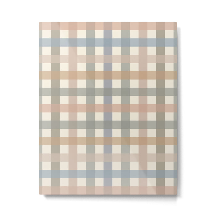 Neutral Gingham Check Pattern Metal Print Gallery Image 1