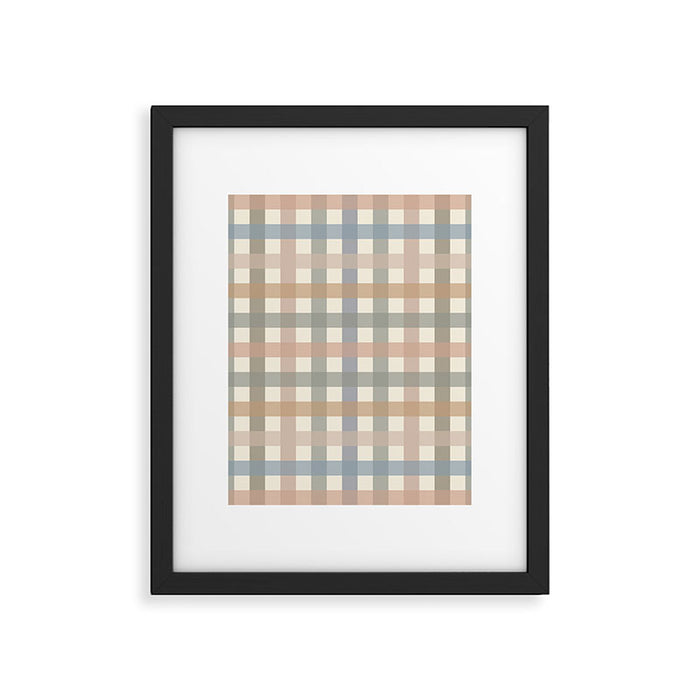 Neutral Gingham Check Pattern Framed Art Print Gallery Image 1