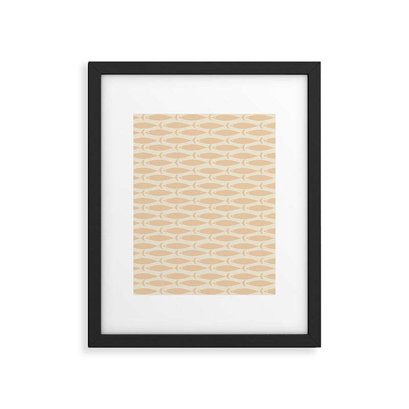 Neutral Mid Century Modern Fish Minimalist Light Scandi Coastal Pattern Framed Art Print Gallery Image 6