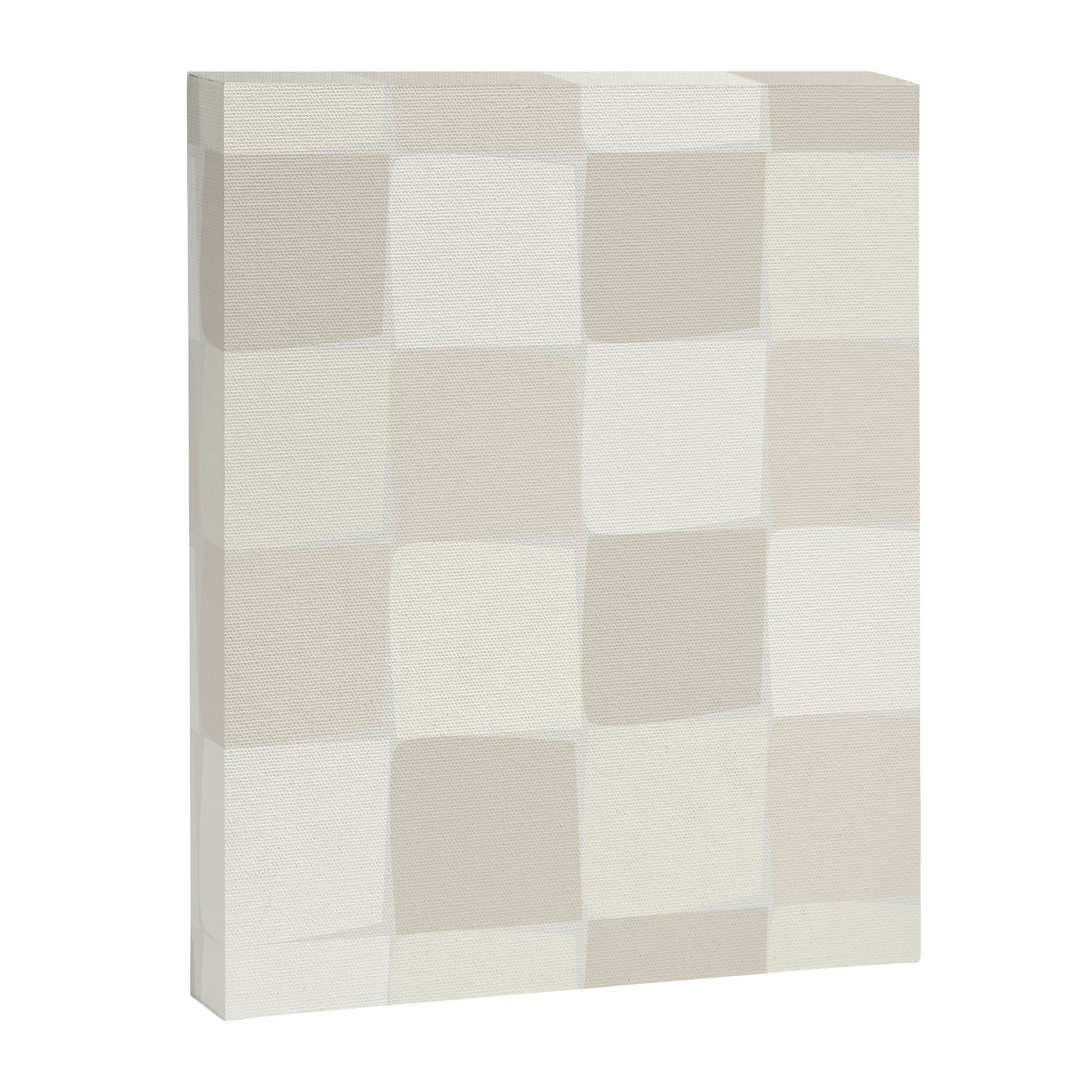 Neutral Minimal Flux Check Irregular Organic Grid Pattern in Pale Beige and Cream Tones Canvas Print Gallery Image 8