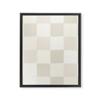 Neutral Minimal Flux Check Irregular Organic Grid Pattern in Pale Beige and Cream Tones Framed Canvas Print Gallery Image 8