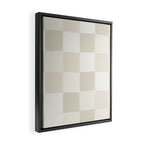 Neutral Minimal Flux Check Irregular Organic Grid Pattern in Pale Beige and Cream Tones Framed Canvas Print Gallery Image 2