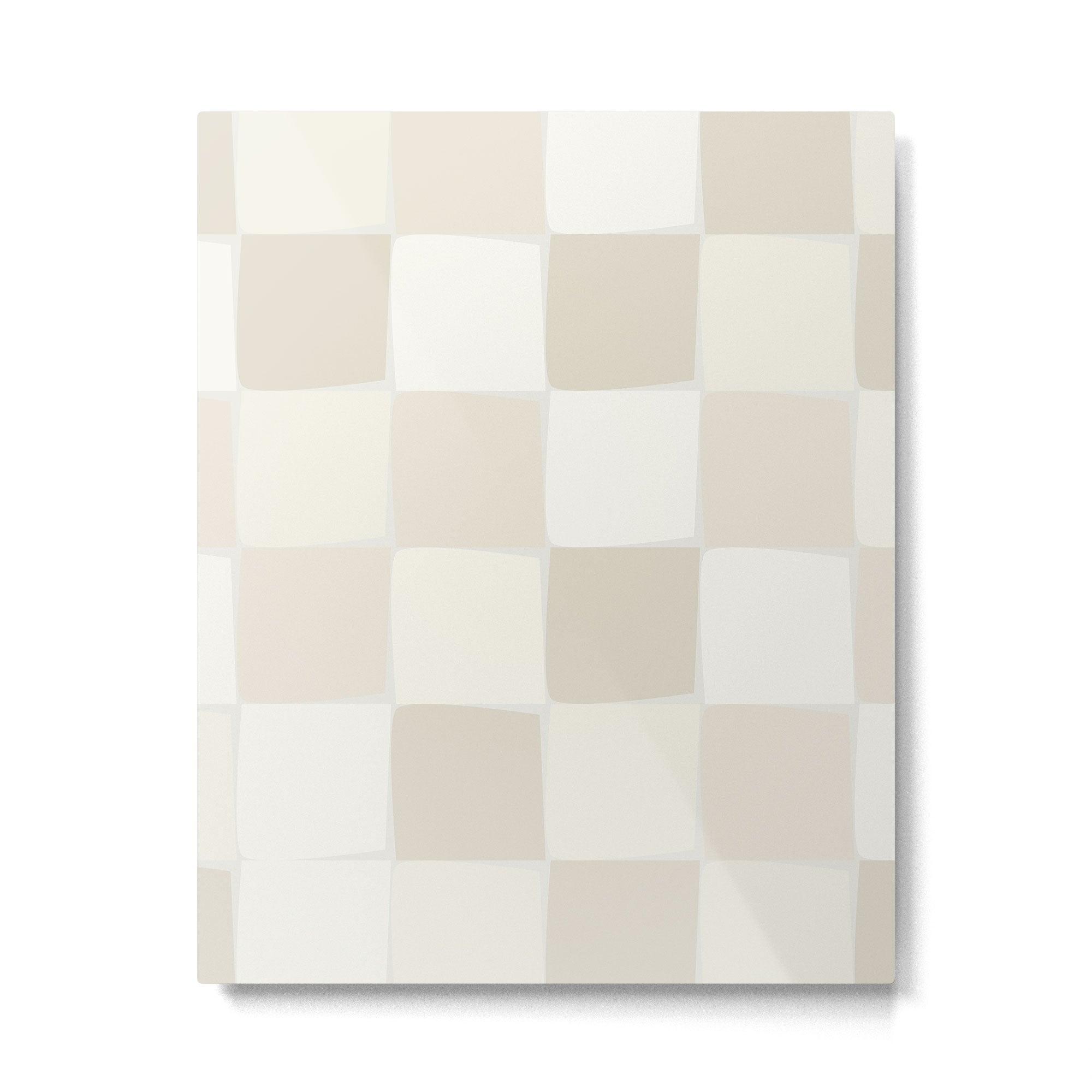 Neutral Minimal Flux Check Irregular Organic Grid Pattern in Pale Beige and Cream Tones Metal Print Gallery Image 6