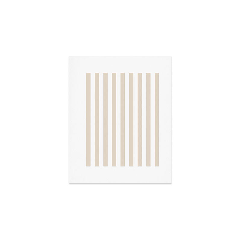 Neutral Stripes Narrow Vertical Stripe Pattern in Mushroom Beige and White Art Print Gallery Image 1