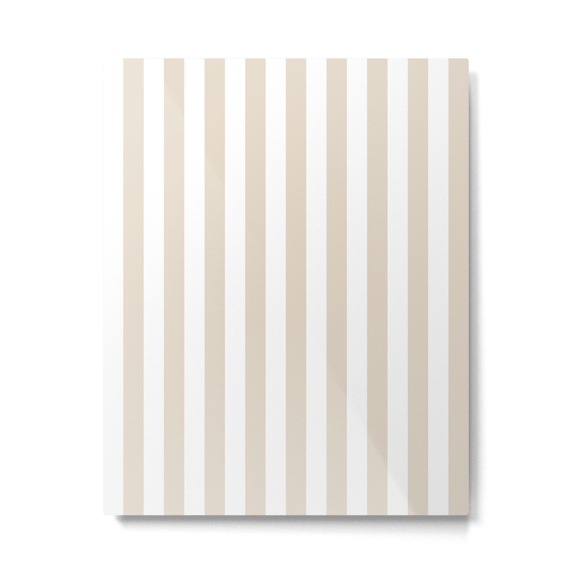 Neutral Stripes Narrow Vertical Stripe Pattern in Mushroom Beige and White Metal Print Gallery Image 4