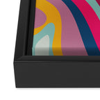 New Groove Colorful Retro Swirl Abstract Pattern Magenta Blue Aqua Pink Mustard Framed Canvas Print Gallery Image 3