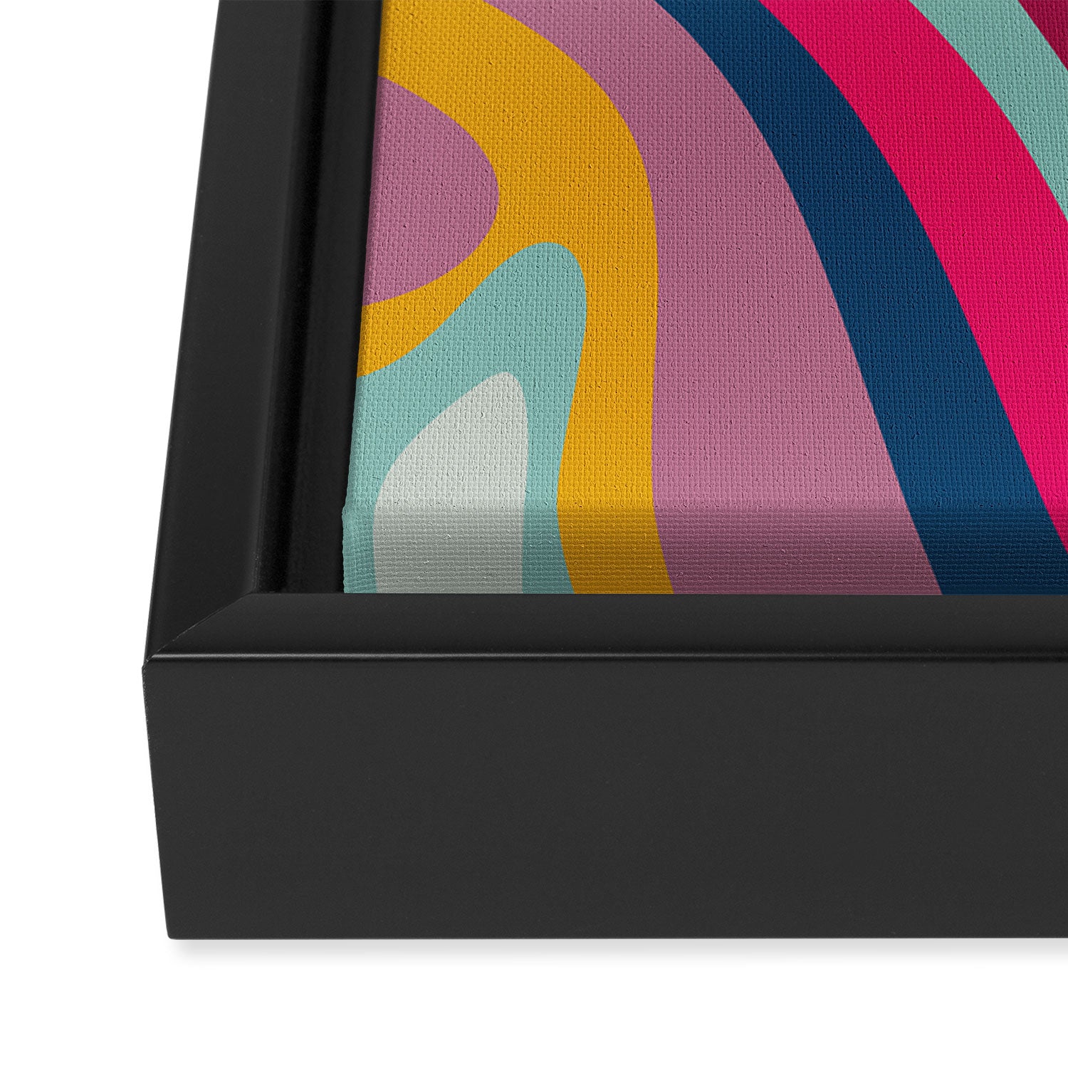 New Groove Colorful Retro Swirl Abstract Pattern Magenta Blue Aqua Pink Mustard Framed Canvas Print Gallery Image 3
