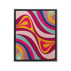 New Groove Colorful Retro Swirl Abstract Pattern Magenta Blue Aqua Pink Mustard Framed Canvas Print Gallery Image 8