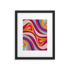 New Groove Colorful Retro Swirl Abstract Pattern Magenta Blue Aqua Pink Mustard Framed Art Print Gallery Image 6