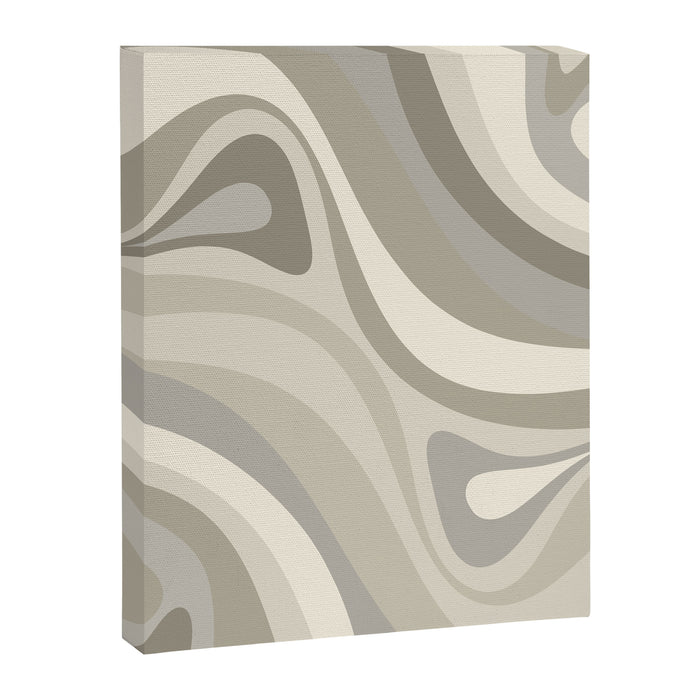 New Groove Liquid Swirl Abstract in Greige Canvas Print Gallery Image 1