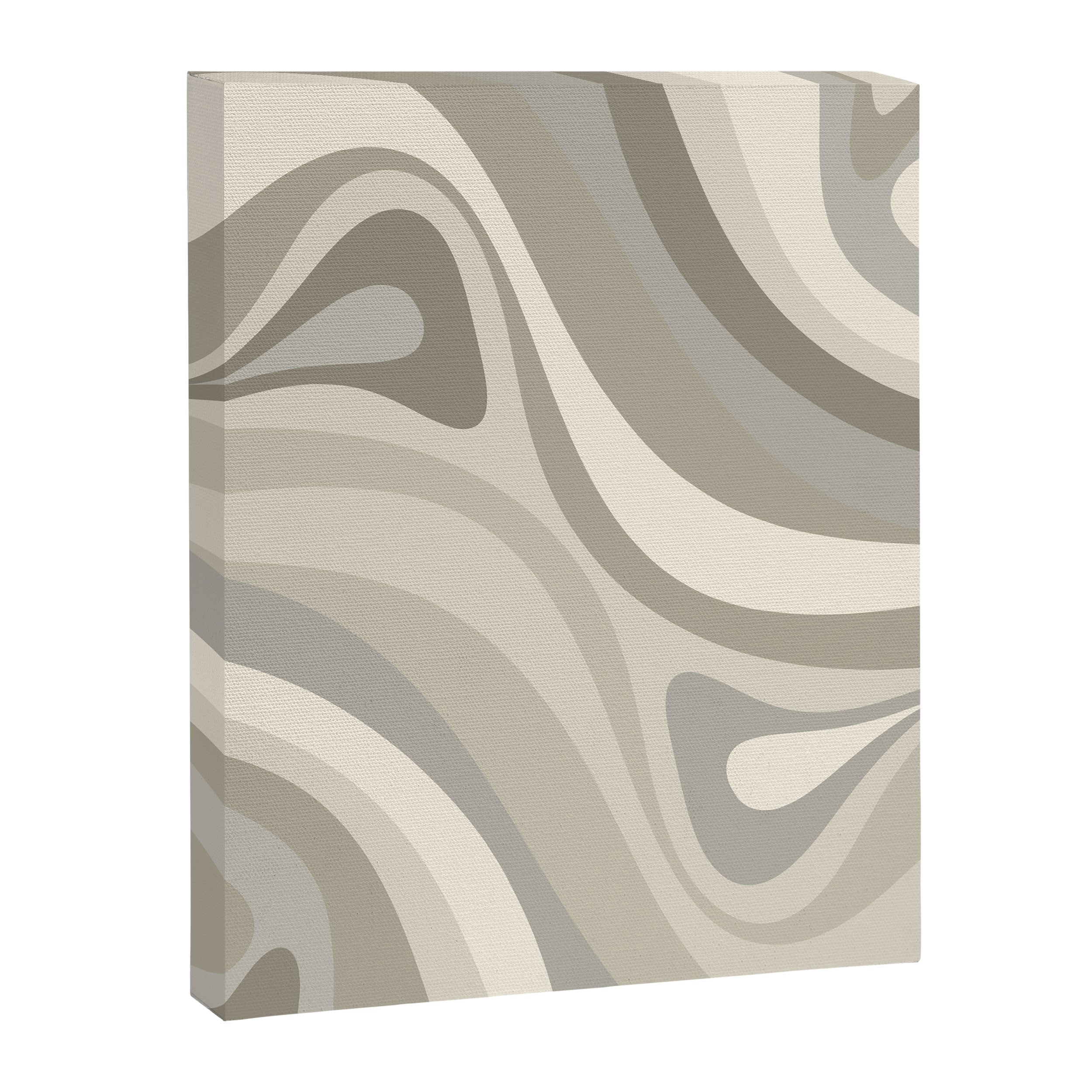 New Groove Liquid Swirl Abstract in Greige Canvas Print Gallery Image 8