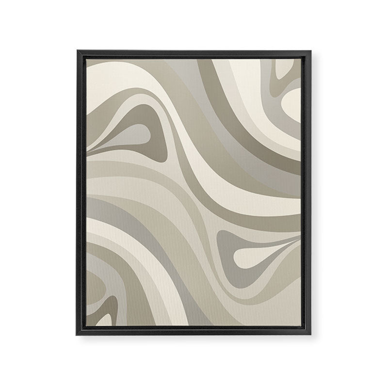 New Groove Liquid Swirl Abstract in Greige Framed Canvas Print Gallery Image 8