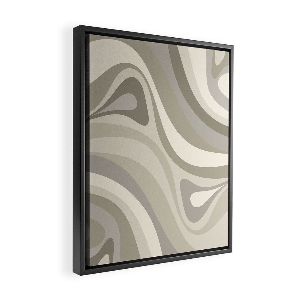 New Groove Liquid Swirl Abstract in Greige Framed Canvas Print Gallery Image 2