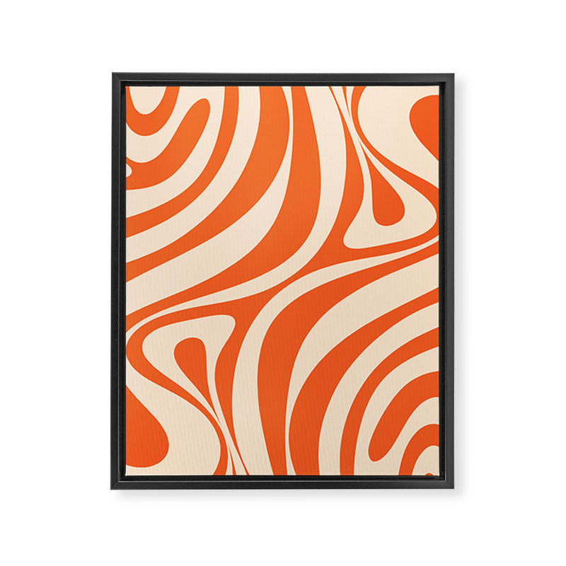 New Groove Retro Abstract Pattern Vertical in Orange Tangerine Cream Framed Canvas Print Gallery Image 8