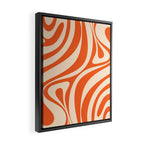 New Groove Retro Abstract Pattern Vertical in Orange Tangerine Cream Framed Canvas Print Gallery Image 2