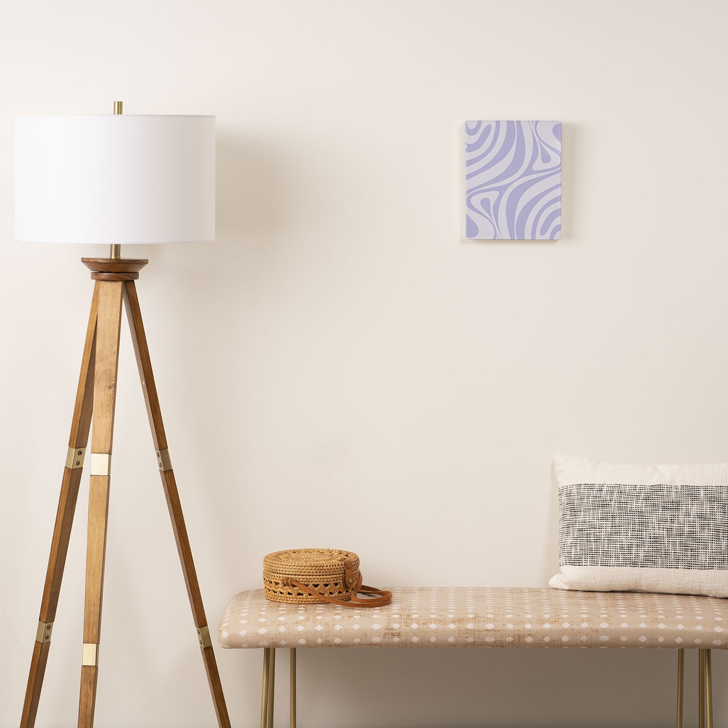 New Groove Retro Liquid Swirl Abstract Pattern Light Lavender Pastel Purple Canvas Print Gallery Image 2