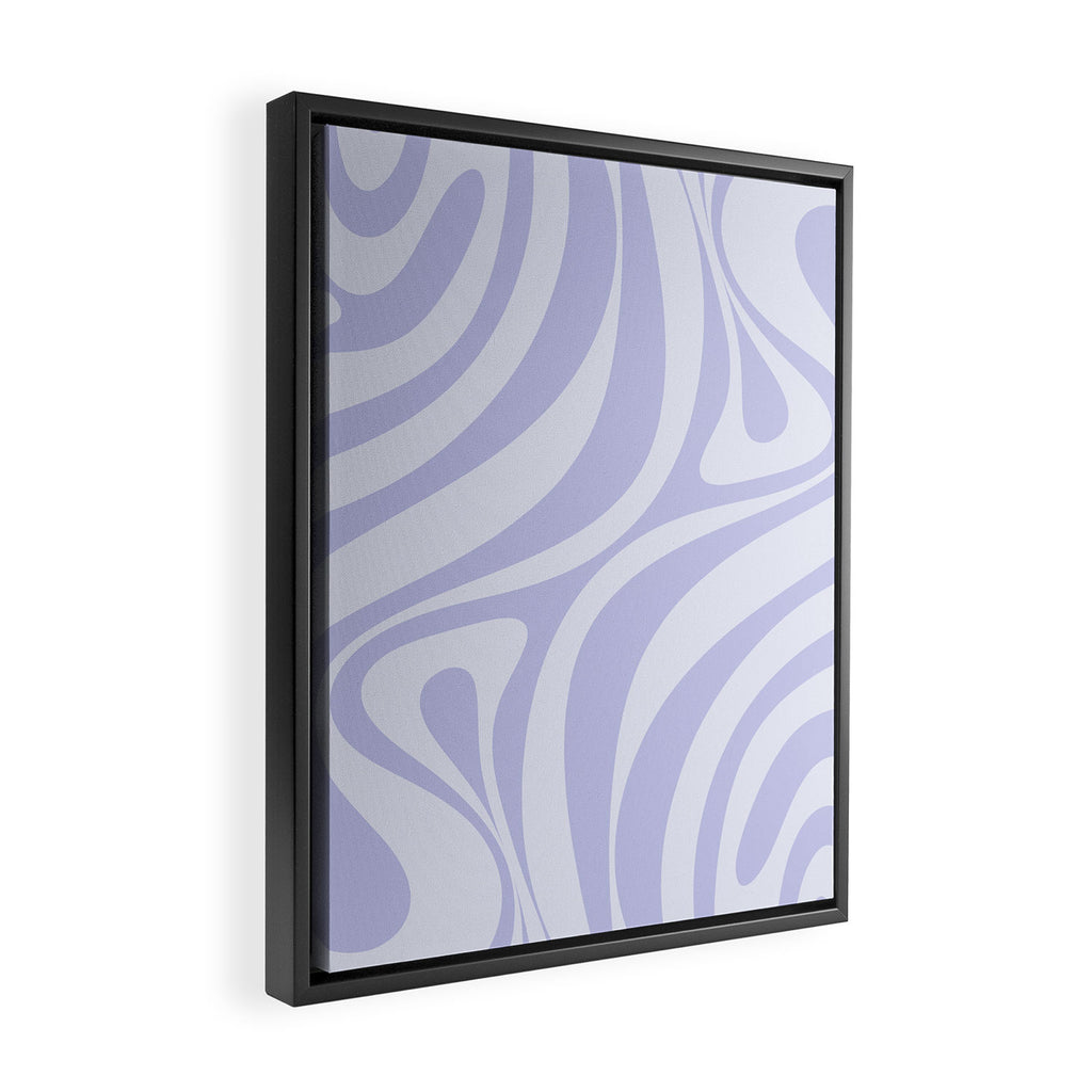 New Groove Retro Liquid Swirl Abstract Pattern Light Lavender Pastel Purple Framed Canvas Print Gallery Image 2