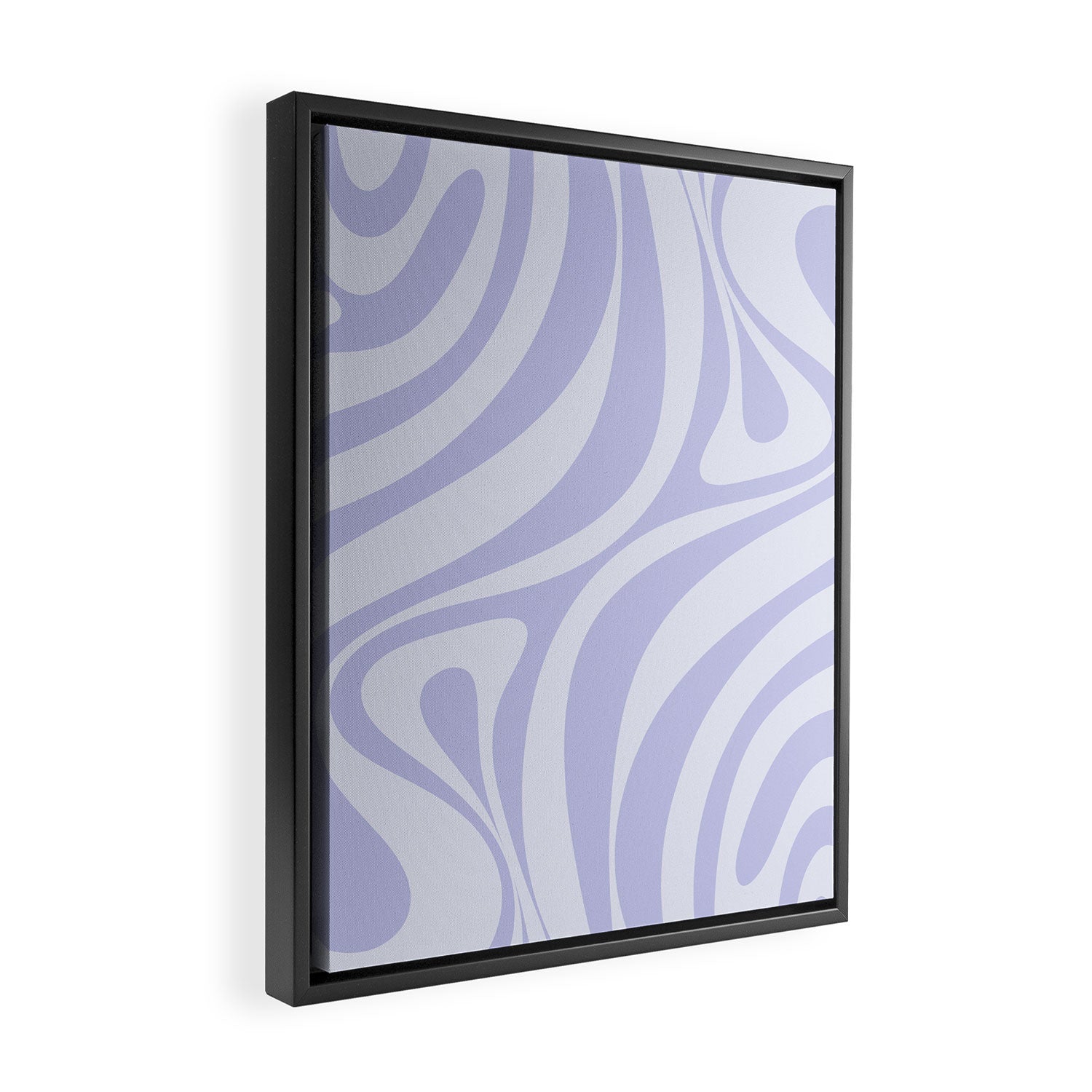 New Groove Retro Liquid Swirl Abstract Pattern Light Lavender Pastel Purple Framed Canvas Print Gallery Image 2