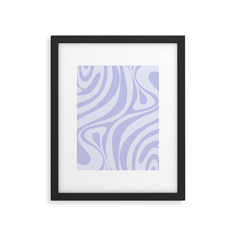 New Groove Retro Liquid Swirl Abstract Pattern Light Lavender Pastel Purple Framed Art Print Gallery Image 6