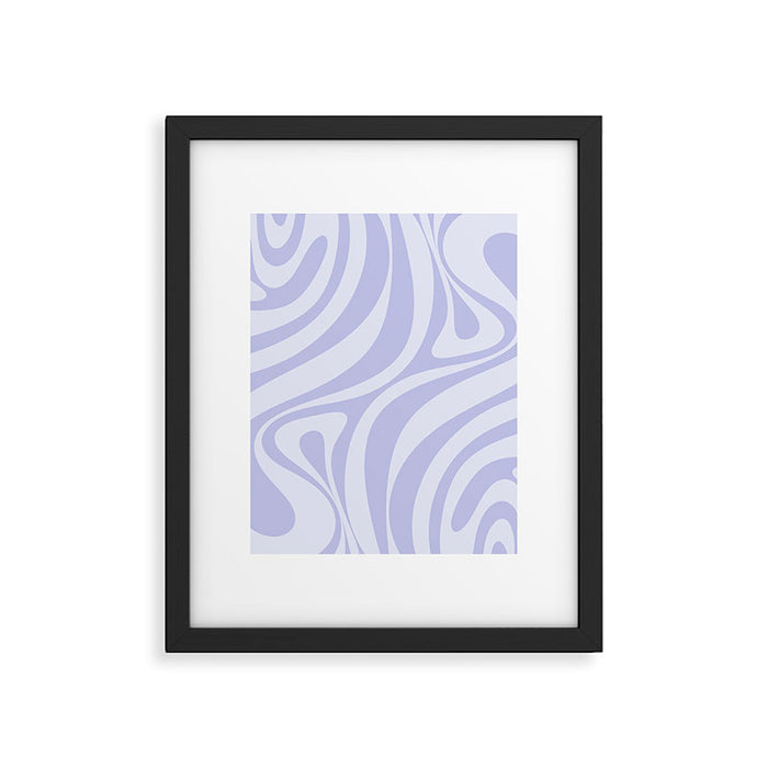 New Groove Retro Liquid Swirl Abstract Pattern Light Lavender Pastel Purple Framed Art Print Gallery Image 1