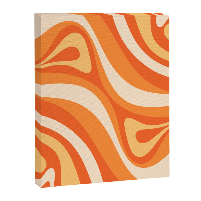 New Groove Retro Swirl Abstract in Tangerine Orange Tones Canvas Print Gallery Image 1