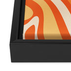 New Groove Retro Swirl Abstract in Tangerine Orange Tones Framed Canvas Print Gallery Image 3