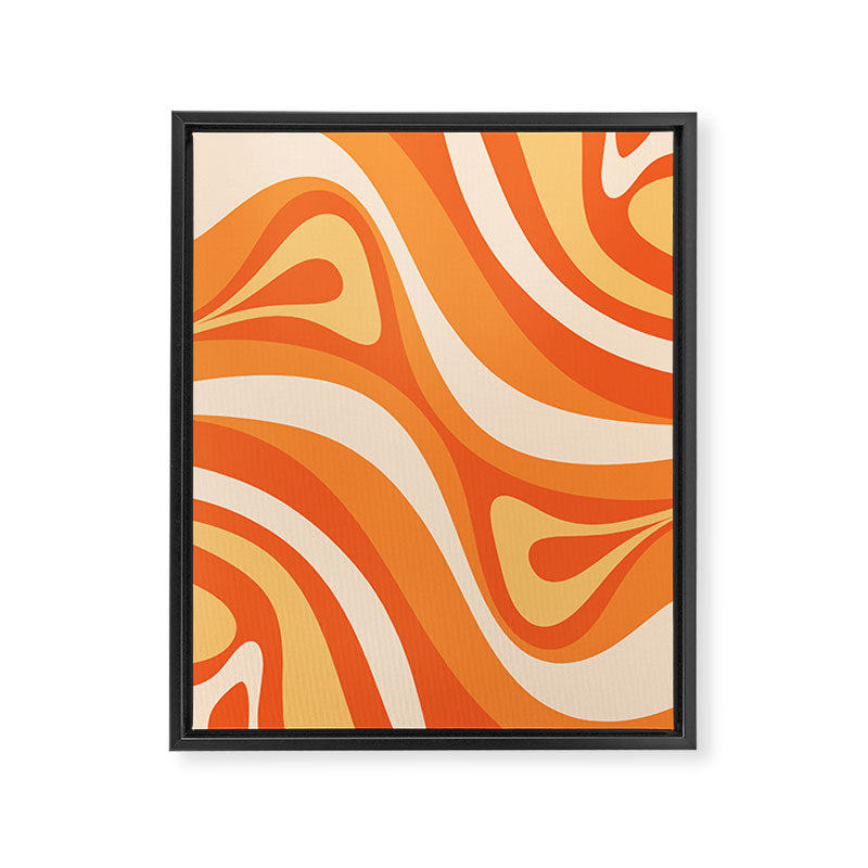 New Groove Retro Swirl Abstract in Tangerine Orange Tones Framed Canvas Print Gallery Image 8