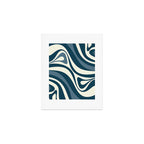 New Groove Retro Swirl Abstract Pattern Steel Teal Blue Art Print Gallery Image 1