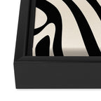 New Groove Retro Swirl Abstract Black and Almond Cream Framed Canvas Print Gallery Image 3