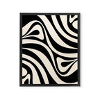 New Groove Retro Swirl Abstract Black and Almond Cream Framed Canvas Print Gallery Image 8