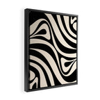New Groove Retro Swirl Abstract Black and Almond Cream Framed Canvas Print Gallery Image 2