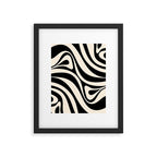 New Groove Retro Swirl Abstract Black and Almond Cream Framed Art Print Gallery Image 6