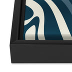 New Groove Retro Swirl Abstract Pattern Steel Teal Blue Framed Canvas Print Gallery Image 3