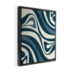 New Groove Retro Swirl Abstract Pattern Steel Teal Blue Framed Canvas Print Gallery Image 2