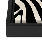 New Groove Retro Swirl Abstract in Black and Almond Cream Framed Canvas Print Gallery Image 3
