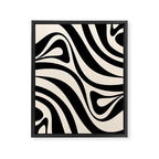 New Groove Retro Swirl Abstract in Black and Almond Cream Framed Canvas Print Gallery Image 8