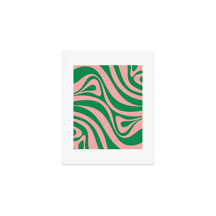 New Groove Retro Swirl Abstract in Pink and Green Art Print Gallery Image 1