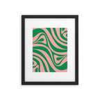 New Groove Retro Swirl Abstract in Pink and Green Framed Art Print Gallery Image 6