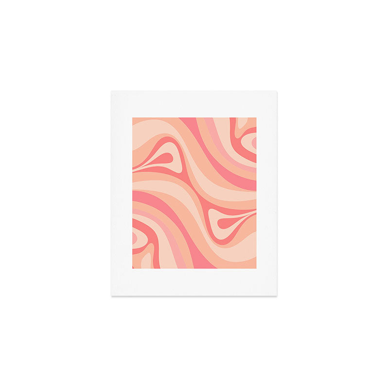 New Groove Retro Swirl Abstract Pattern in Blush Pink Tones Art Print Gallery Image 1