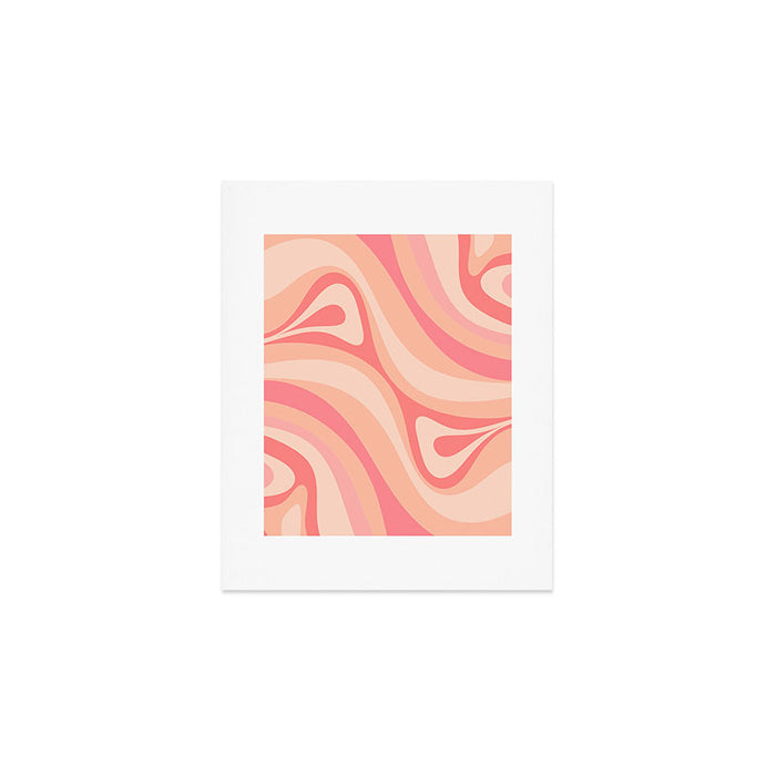 New Groove Retro Swirl Abstract Pattern in Blush Pink Tones Art Print Gallery Image 1