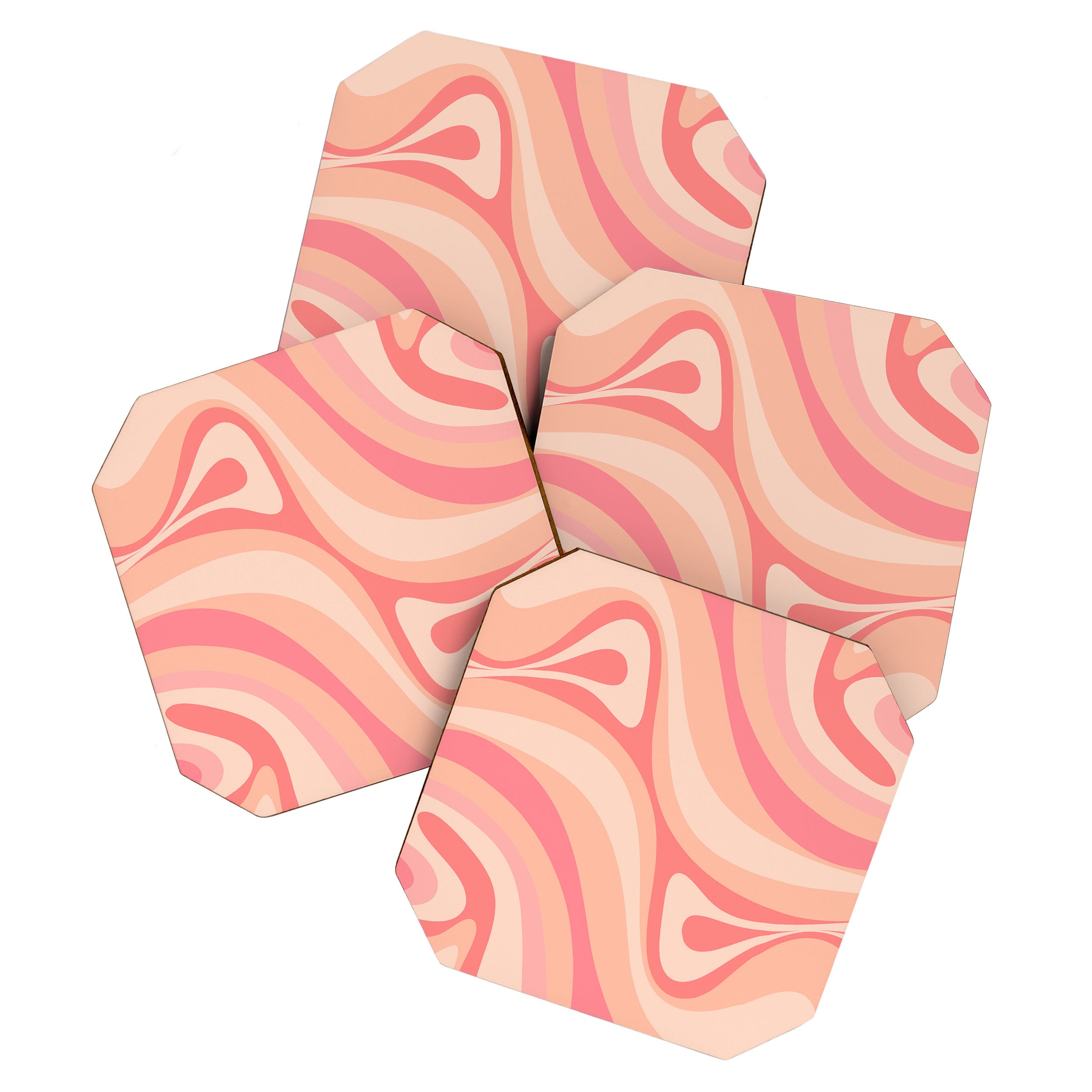 New Groove Retro Swirl Abstract Pattern in Blush Pink Tones Coaster Gallery Image 1