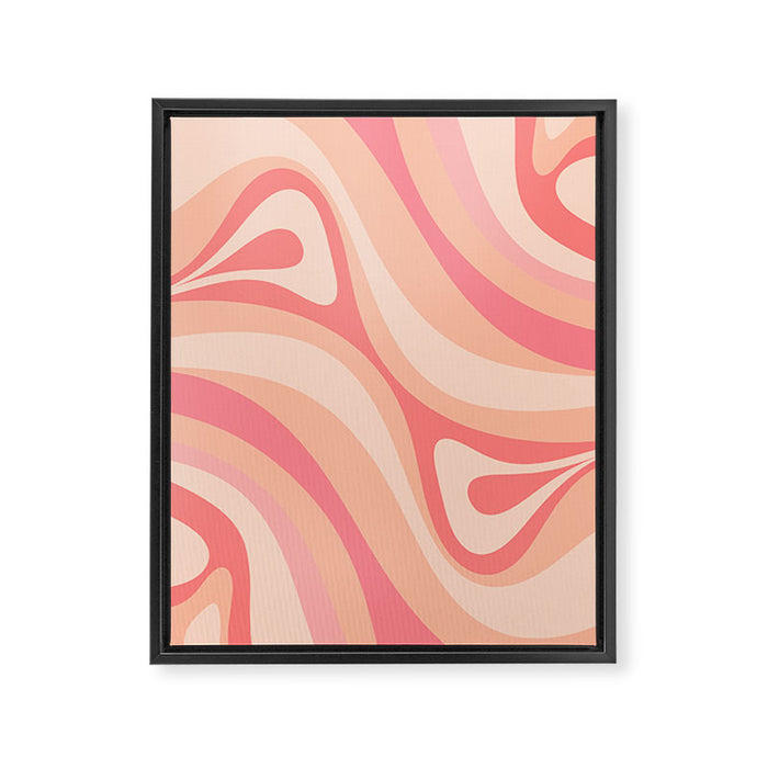 New Groove Retro Swirl Abstract Pattern in Blush Pink Tones Framed Canvas Print Gallery Image 1