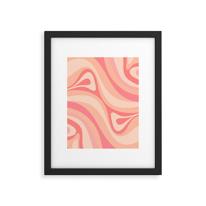 New Groove Retro Swirl Abstract Pattern in Blush Pink Tones Framed Art Print Gallery Image 1
