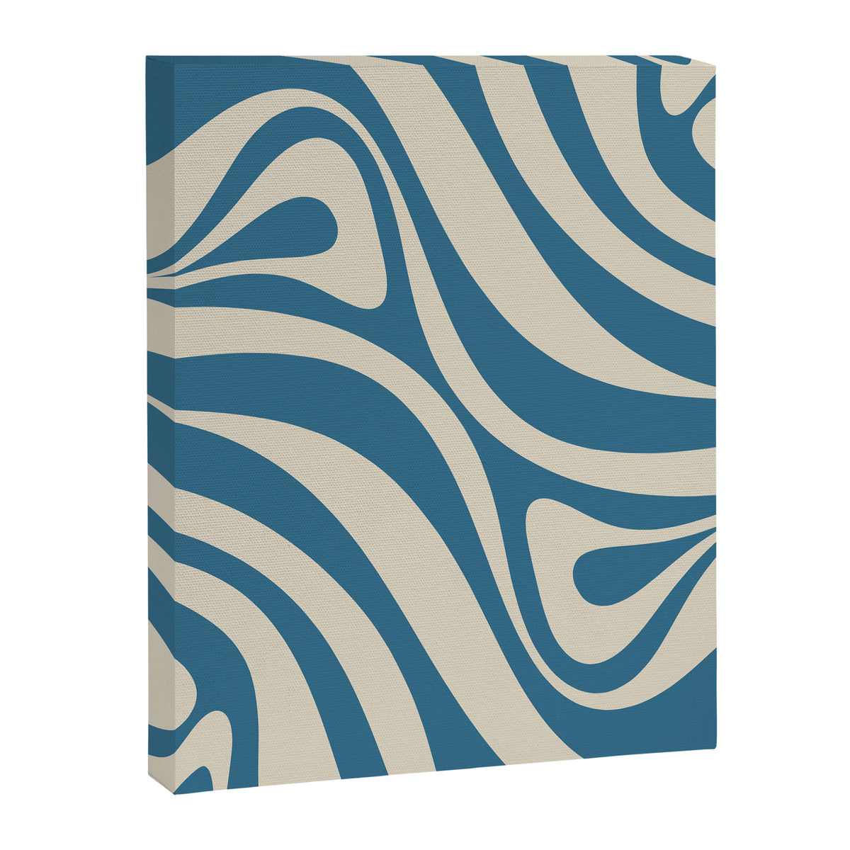 New Groove Retro Swirl Abstract Pattern in Boho Blue and Beige Canvas Print Gallery Image 8