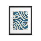 New Groove Retro Swirl Abstract Pattern in Boho Blue and Beige Framed Art Print Gallery Image 6