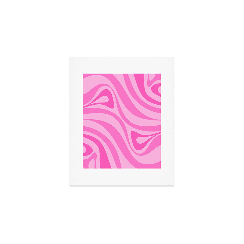 New Groove Retro Swirl Abstract Pattern in Doll Pink Art Print Gallery Image 1