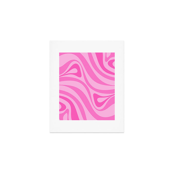 New Groove Retro Swirl Abstract Pattern in Doll Pink Art Print Gallery Image 1